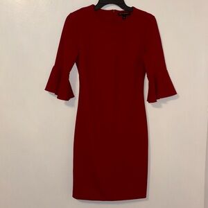 Red Fluttered Arm Dress